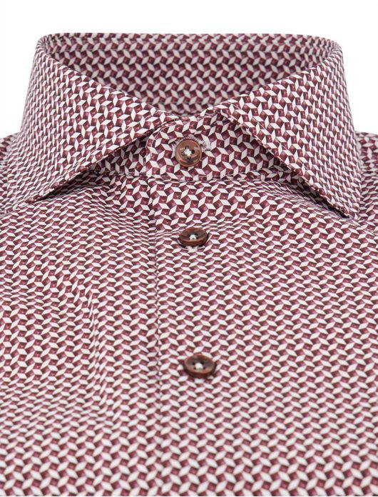 Ledub overhemd rood geprint katoen