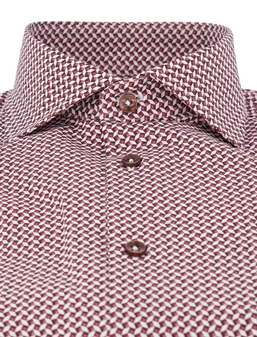 Ledub overhemd rood modern fit geprint