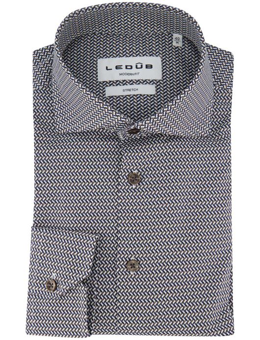 Ledub overhemd donkerblauw geprint ml7