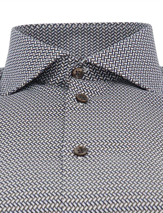 Ledub overhemd donkerblauw geprint ml7