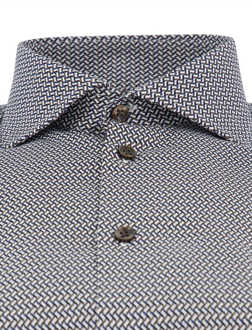 Ledub overhemd donkerblauw geprint ml7