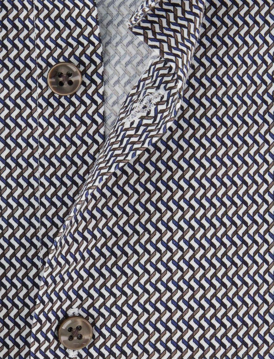 Ledub overhemd donkerblauw geprint ml7