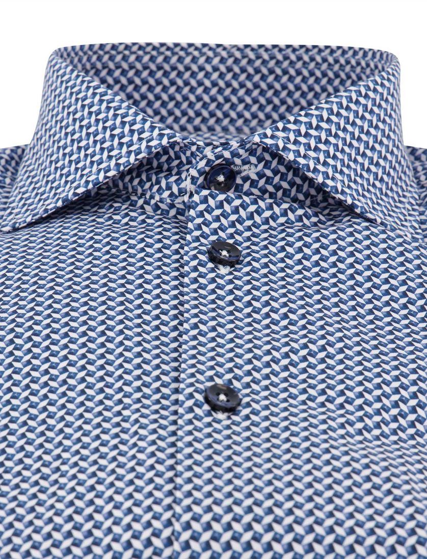 overhemd ledub blauw katoen geprint