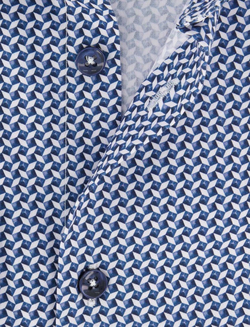 overhemd ledub blauw katoen geprint