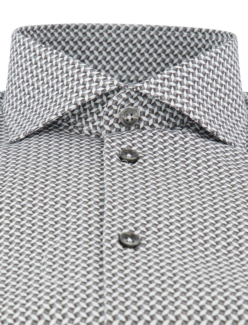 Ledub overhemd zwart geprint normale fit