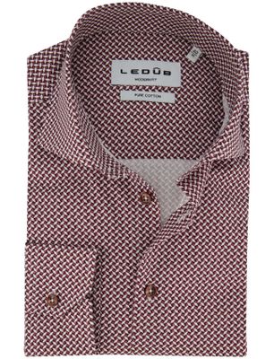 Ledub Ledub overhemd mouwlengte 7 rood patroon