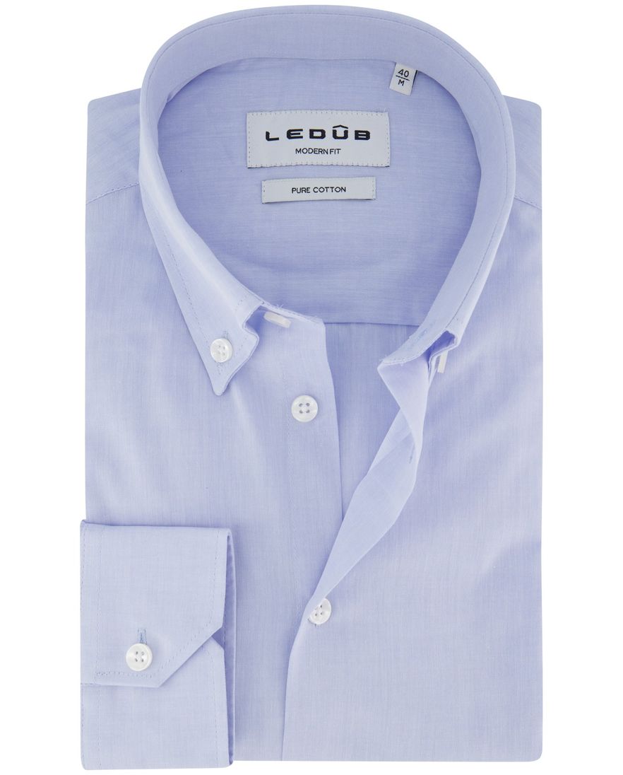 Ledub modern fit overhemd lichtblauw mouwlengte 7 effen