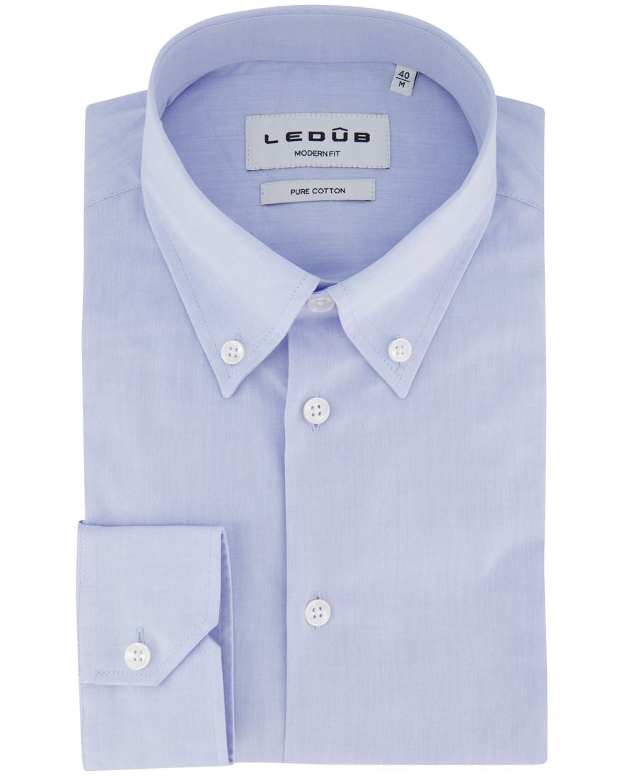 Ledub modern fit overhemd lichtblauw mouwlengte 7 effen