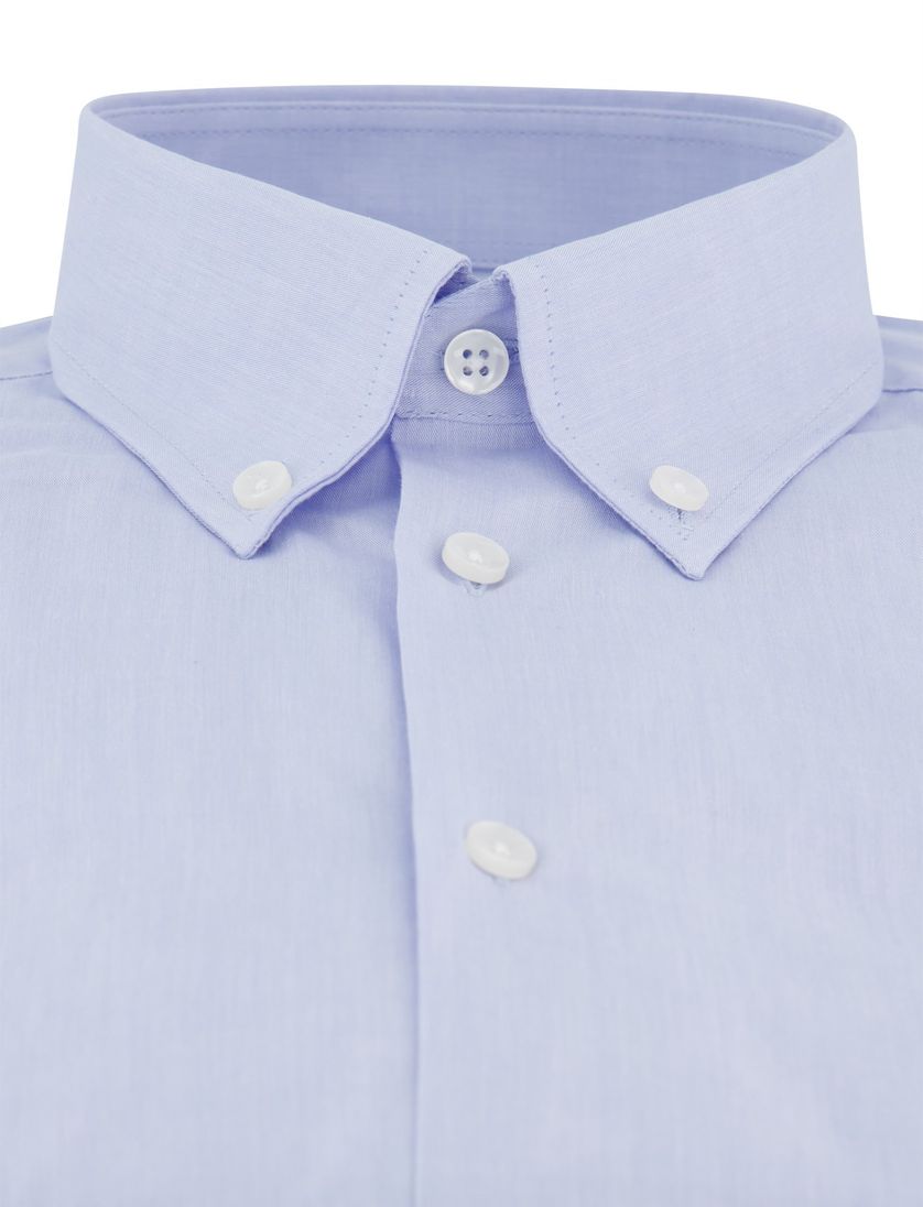 Ledub modern fit overhemd lichtblauw mouwlengte 7 button-down