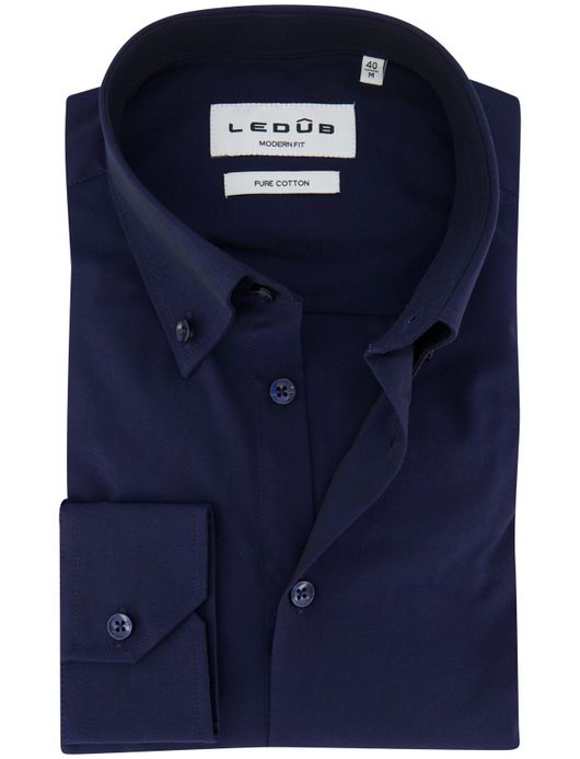 Ledub modern fit overhemd mouwlengte 7 donkerblauw