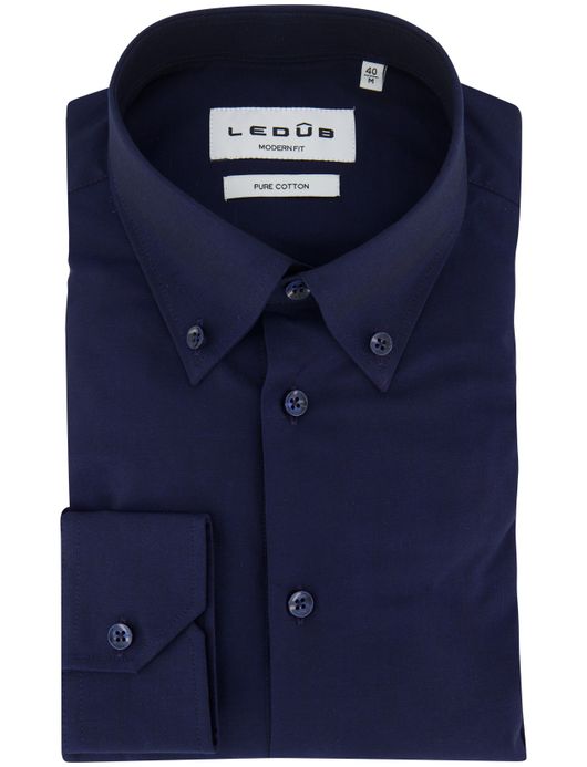 Ledub modern fit overhemd mouwlengte 7 donkerblauw