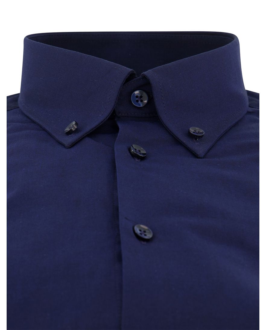 Ledub modern fit overhemd mouwlengte 7 donkerblauw effen