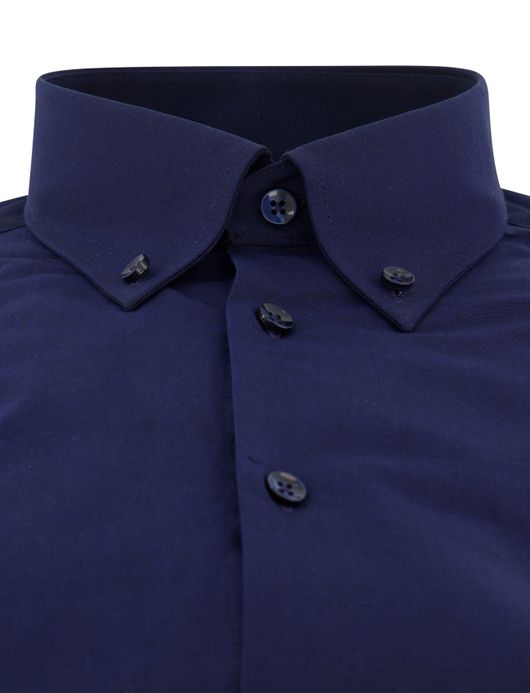 Ledub modern fit overhemd mouwlengte 7 donkerblauw