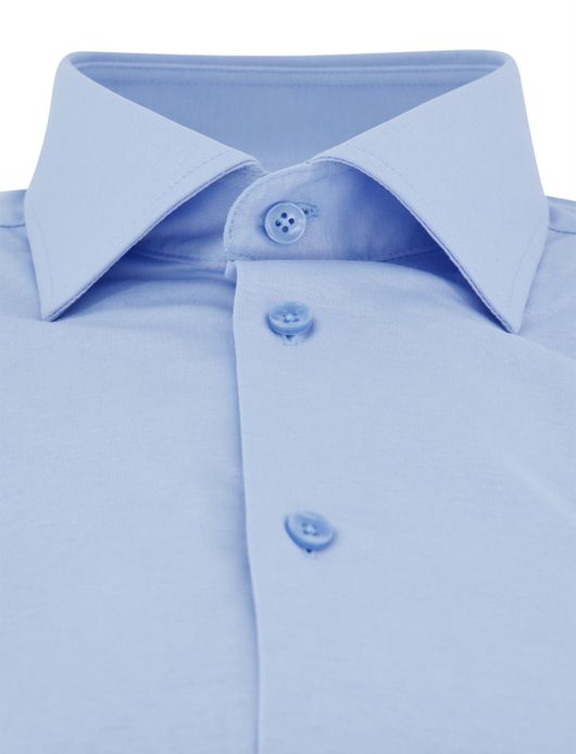 Ledub slim fit overhemd jersey mouwlengte 7 lichtblauw