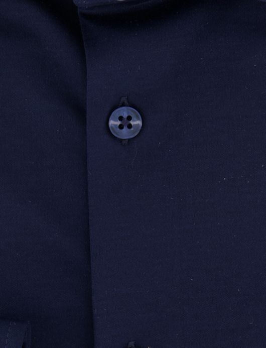 Ledub overhemd donkerblauw effen slim fit