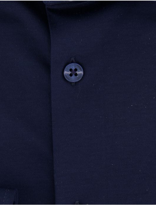 Ledub overhemd donkerblauw effen slim fit