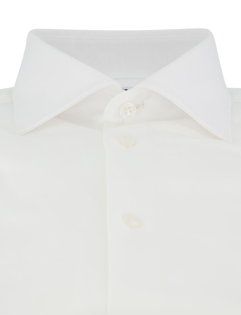 Ledub slim fit overhemd jersey mouwlengte 7 wit 100% katoen