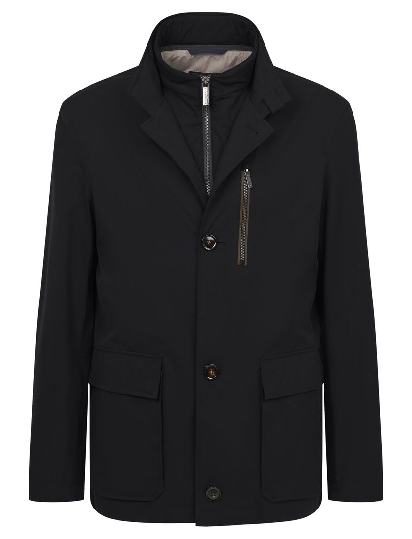 Bugatti zomerjas zwart rits en knopen wijde fit borstzak