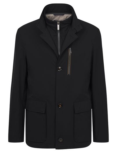 Bugatti Bugatti zomerjas zwart wijde fit borstzak