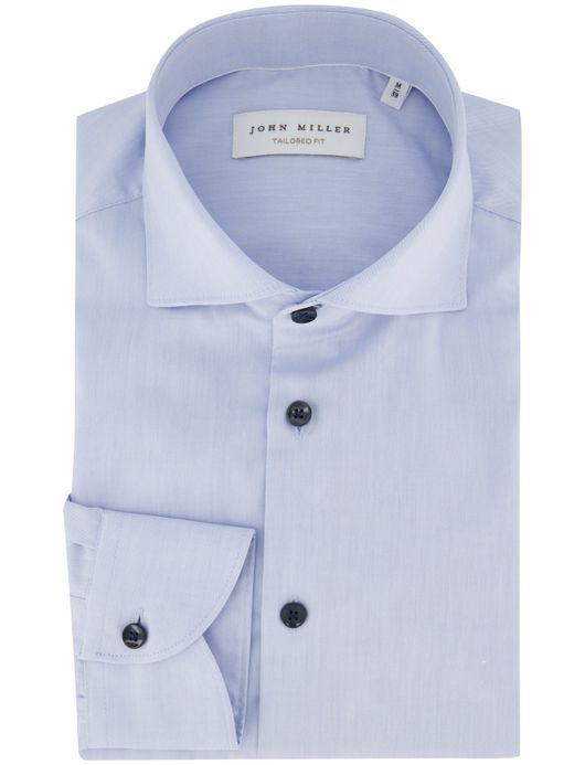 John Miller Tailored Fit overhemd lichtblauw katoen