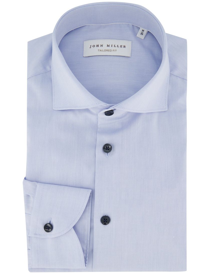 Lichtblauw John Miller Tailored Fit overhemd katoen