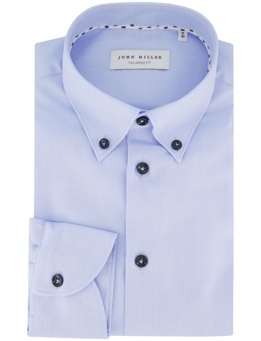 Overhemd John Miller Tailored Fit Blauw katoen effen