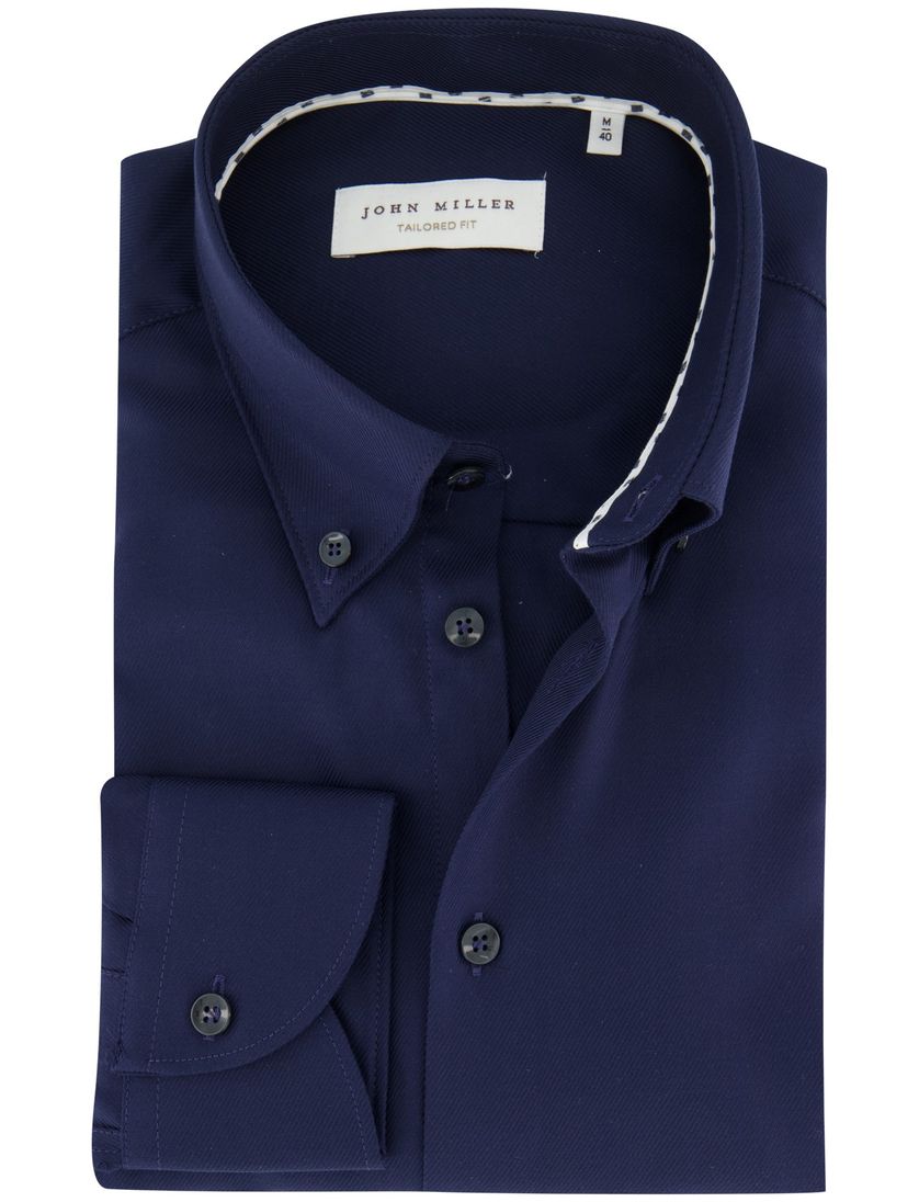 Donkerblauw John Miller overhemd button-down boord katoen