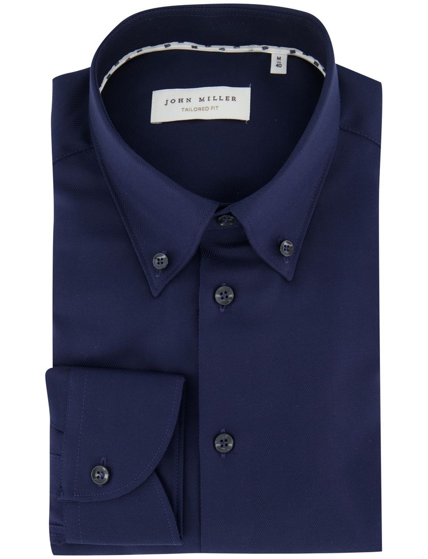 Donkerblauw John Miller overhemd button-down boord katoen