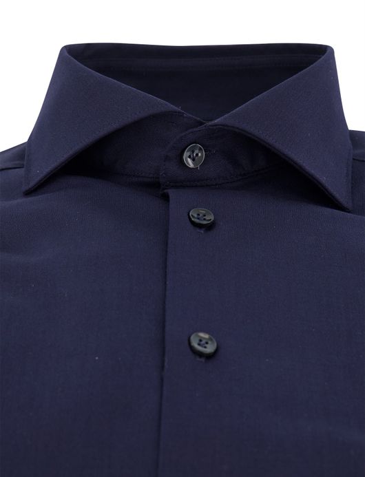 Overhemd John Miller Slim Fit donkerblauw wolblend