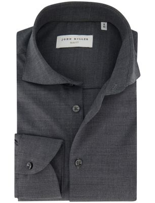 John Miller Grijs John Miller Slim Fit overhemd wolblend