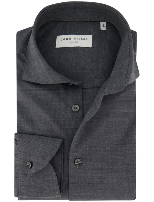 Overhemd John Miller Slim Fit grijs wolblend