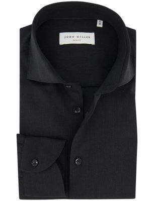 John Miller John Miller Slim Fit overhemd donkergrijs wolblend