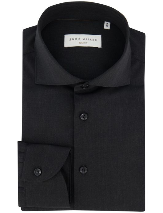 Overhemd John Miller Slim Fit donkergrijs wolblend