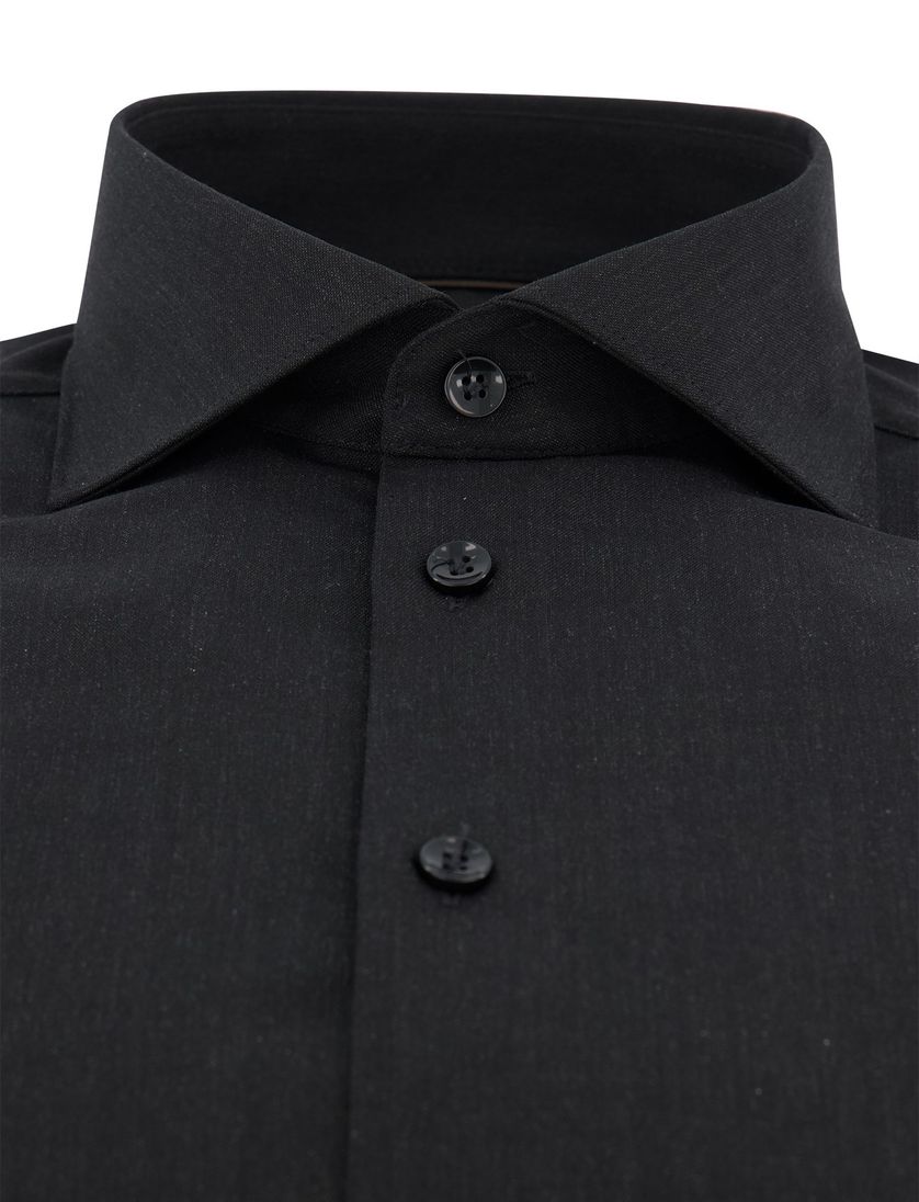 Donkergrijs John Miller Slim Fit overhemd wolblend