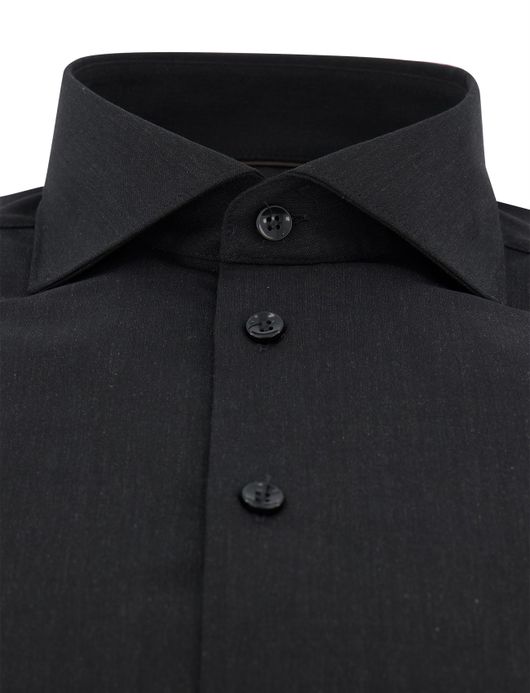 John Miller Slim Fit overhemd donkergrijs wolblend