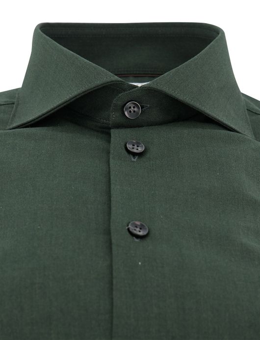 John Miller Slim Fit overhemd donkergroen wolblend