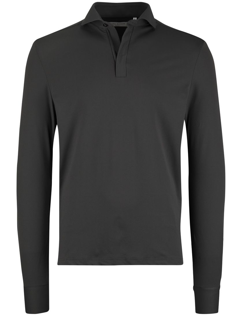 John Miller Shirt polo groen lange mouw rits polyamide