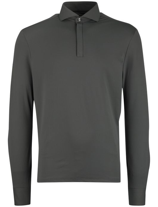 John Miller Shirt polo lange mouw groen rits