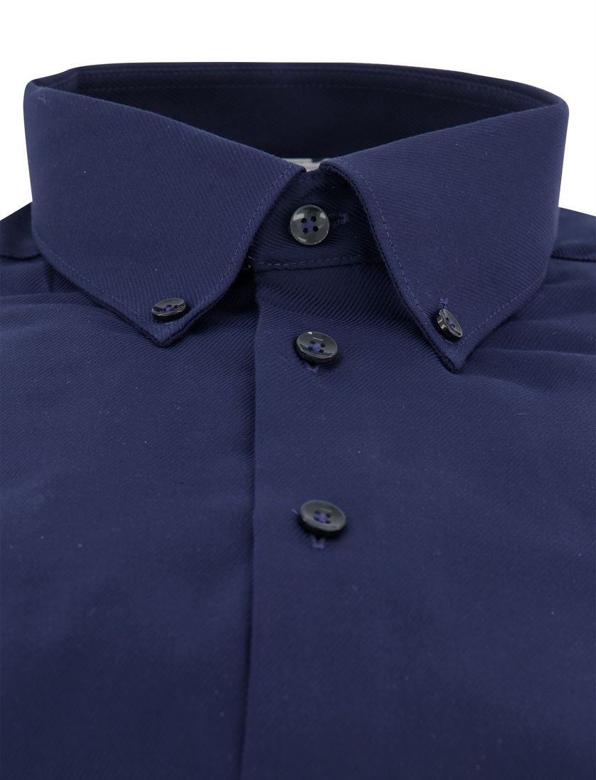 Donkerblauw John Miller overhemd ml7 katoen