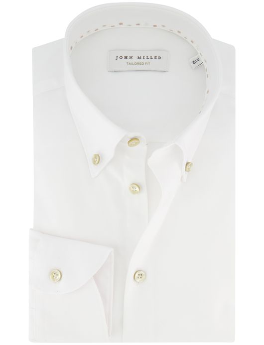 John Miller Tailored Fit Overhemd wit mouwlengte 7 katoen effen