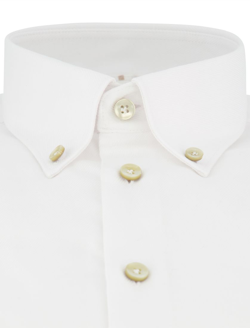 Overhemd John Miller Tailored Fit wit mouwlengte 7 katoen effen