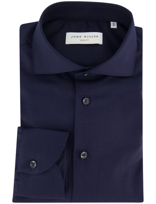John Miller Slim Fit overhemd ml7 navy wolblend
