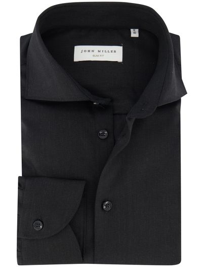 John Miller Donkergrijs John Miller overhemd ml7 wolblend