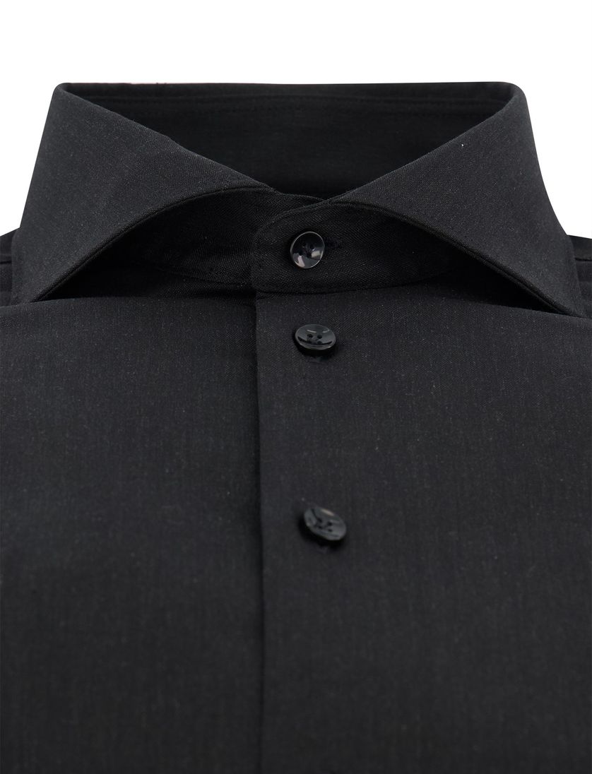 Donkergrijs John Miller overhemd ml7 wolblend