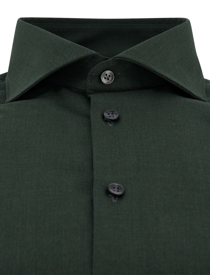 Donkergroen John Miller ml7 overhemd Slim Fit woolblend