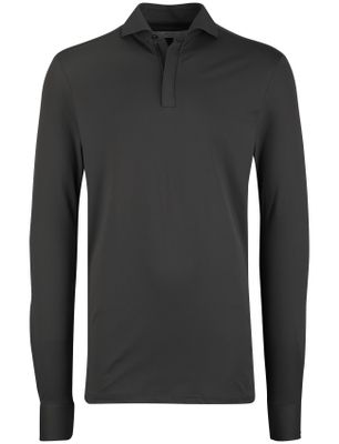 John Miller John Miller Slim fit Poloshirt groen rits mouwlengte 7