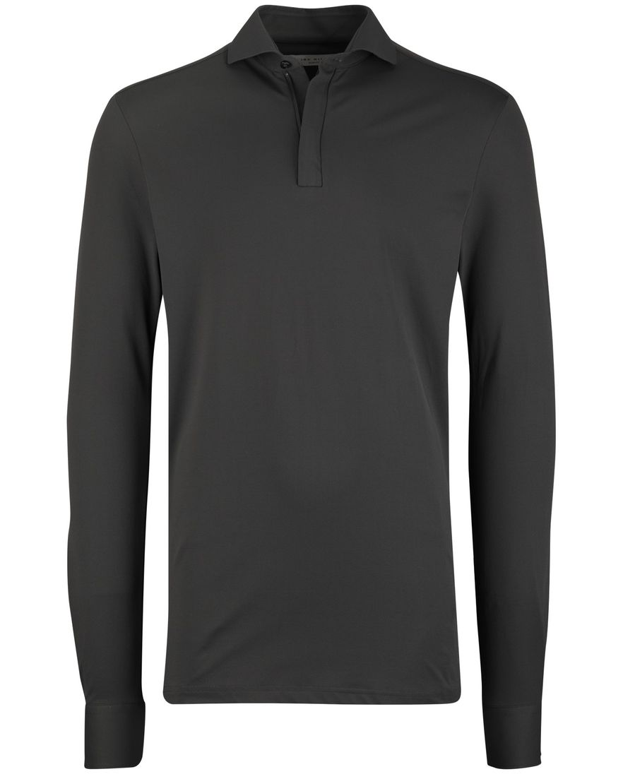 John Miller Slim fit Poloshirt groen rits mouwlengte 7