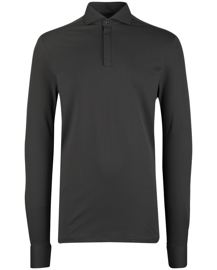 John Miller Slim fit Poloshirt groen rits mouwlengte 7