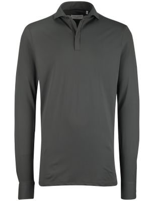 John Miller John Miller Slim fit Poloshirt groen rits mouwlengte 7