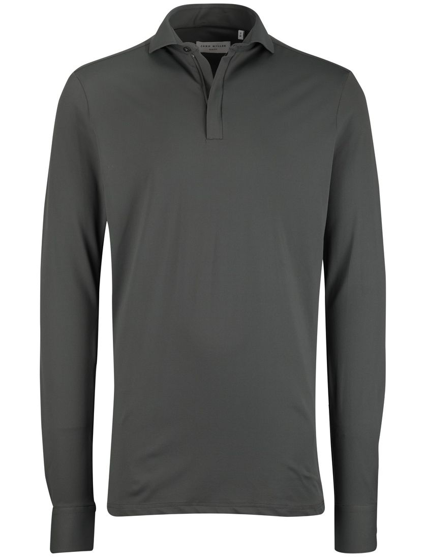 Poloshirt John Miller Slim fit groen mouwlengte 7 rits